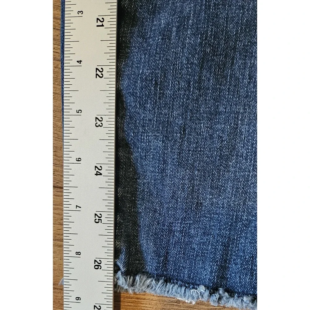 1. STATE SKINNY‎ HIGH RISE Med. Wash Distress Raw Hems Skinny Jeans Sz 29